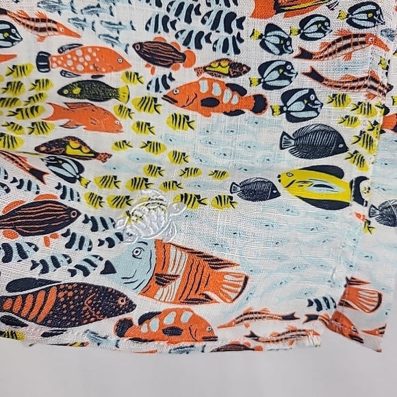 NWT Vilebrequin Short Sleeve Linen Button Shirt Charli Fish Print Sz XL $260 - Picture 5 of 8